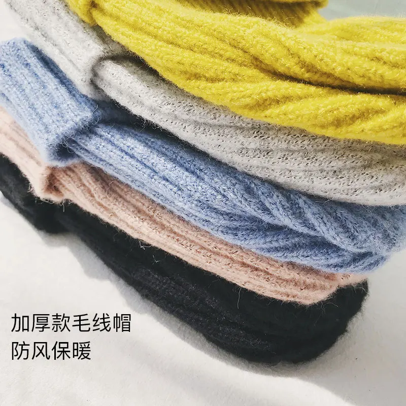 Вязаные шапки сезон весна осень вязаные однотонная Милая шапка для девочек