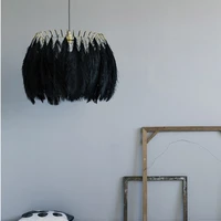 light luxury creative children room art whiteblack feather pendant lights nordic modern mininmalist living room bedroom