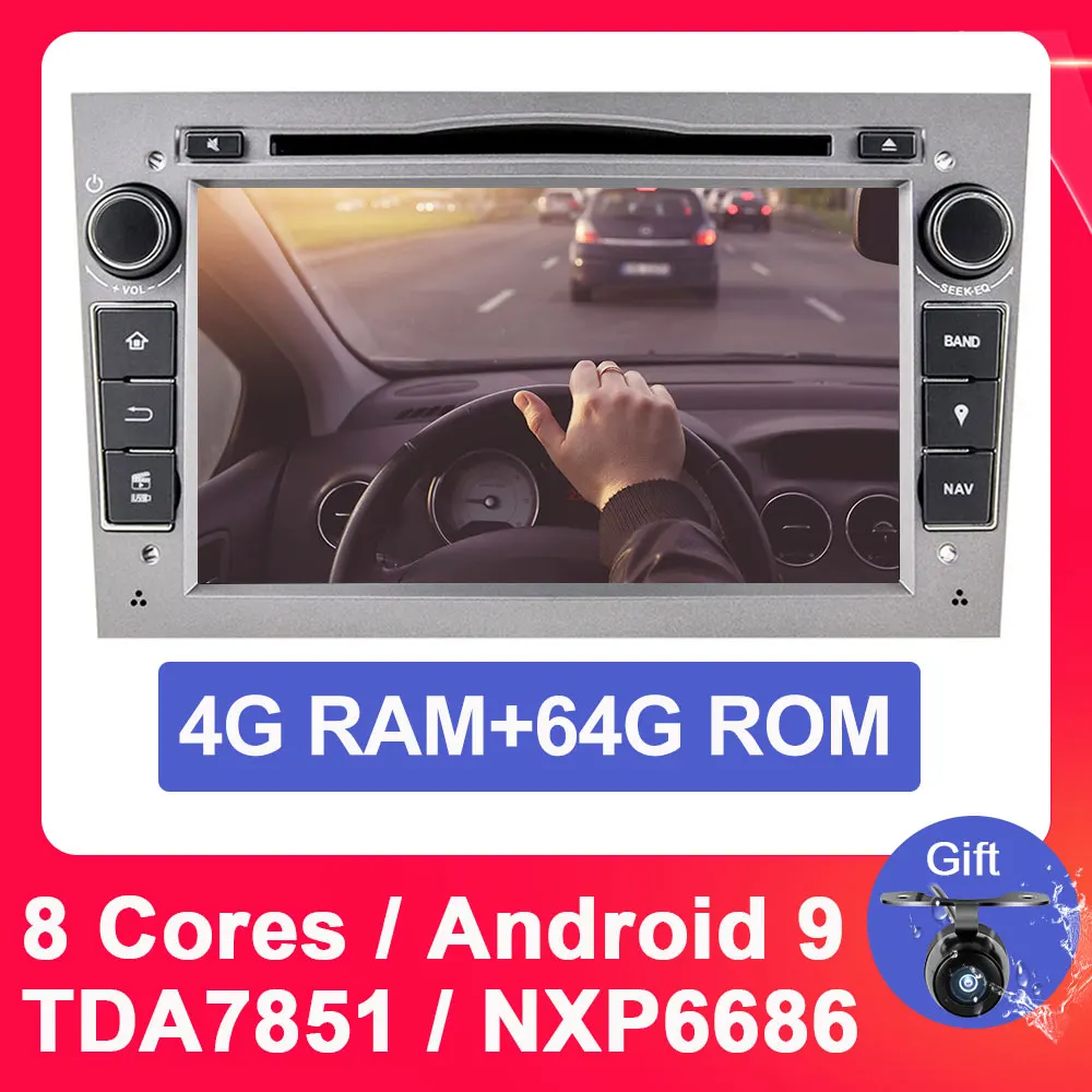 SLIVER 4G 64G PX5 Eunavi 2 Din Android 9 автомобильный DVD мультимедиа для opel Vauxhall Astra H G J Vectra Antara Zafira Corsa Vivaro Meriva Veda gps радио - Цвет: SLIVER 4G 64G PX5
