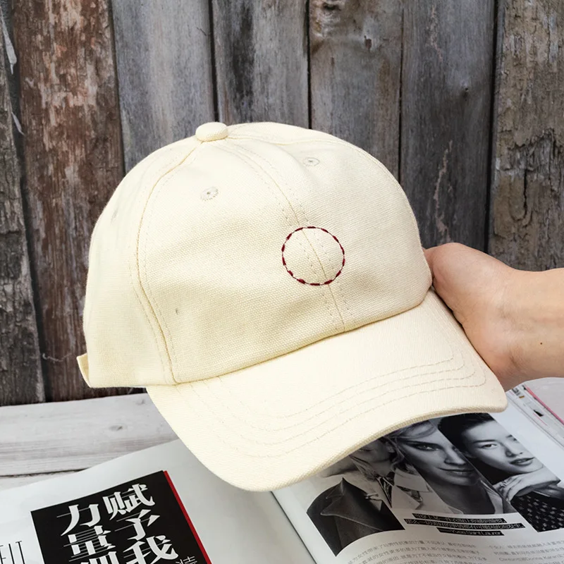 

2021 Summer Ins Round Embroidery Caps Korean Style Breathable Simple and Fashionable All-match Shade Baseball Men's Cap