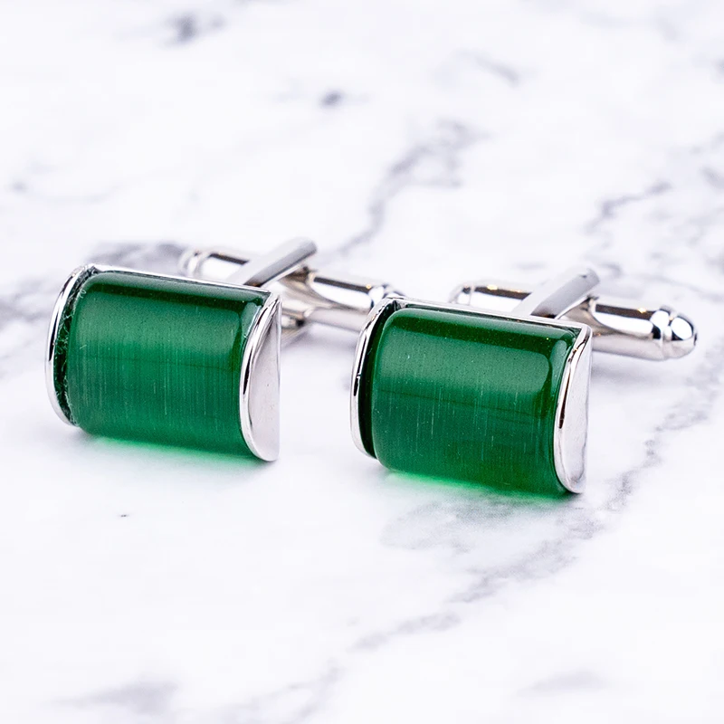 Роскошные французские запонки для рубашки мужчин зеленые и черные с имитацией