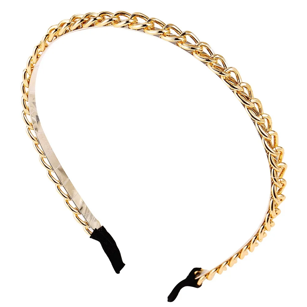 

Ободок для волос золотистый Женский, простой креативный аксессуар на голову с цепочкой из сплава