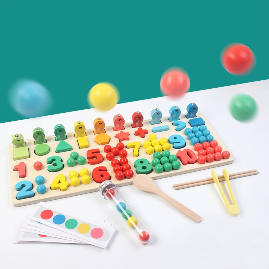 

Montessori Educational Wooden Toys For Kids Board Math Fishing Count Numbers Matching Match Early Education Toy