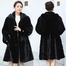 New 2022 mink fur mink fur coat women's whole mink fur hoodie trousers over the knee slim fit large size coat fur 