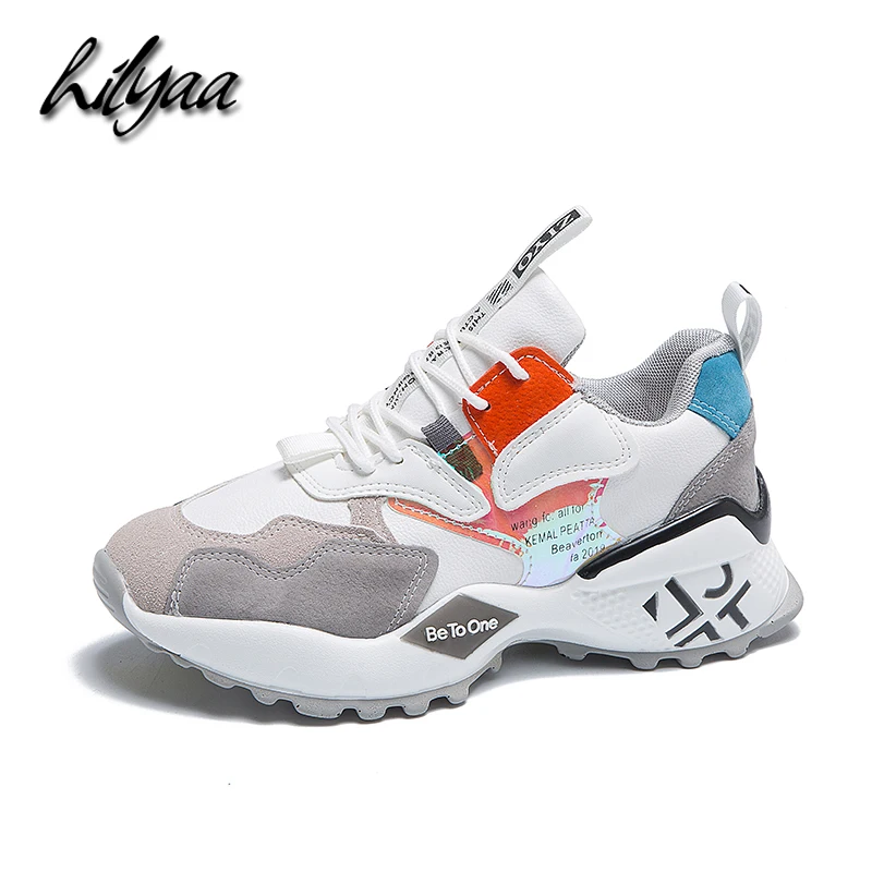 

Spring Woman Fashion Sneakers PU Leather Female Platform Vulcanized Shoes Ankle Trainers Zapatos Mujer Dad Shoes Women Sneakers