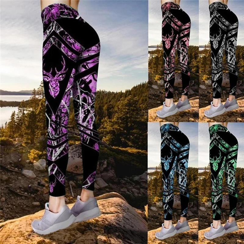 

Woman Push Up Strength Leggings Ladies Leggings Slim High Waist Elasticity Leggings Fitness Printed Leggins Breathable