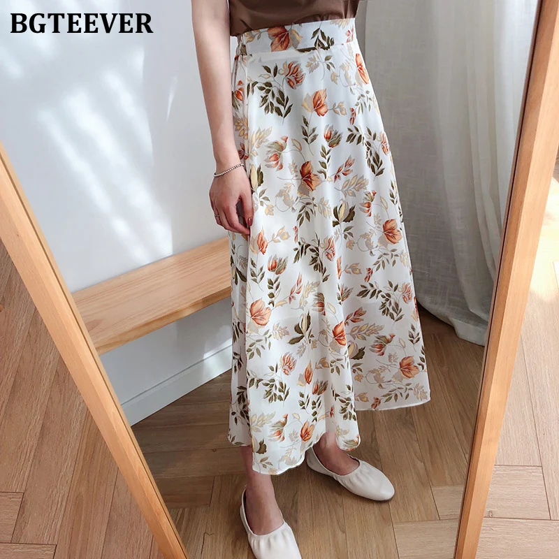 Женская шифоновая юбка BGTEEVER Повседневная пляжная макси с высокой талией и