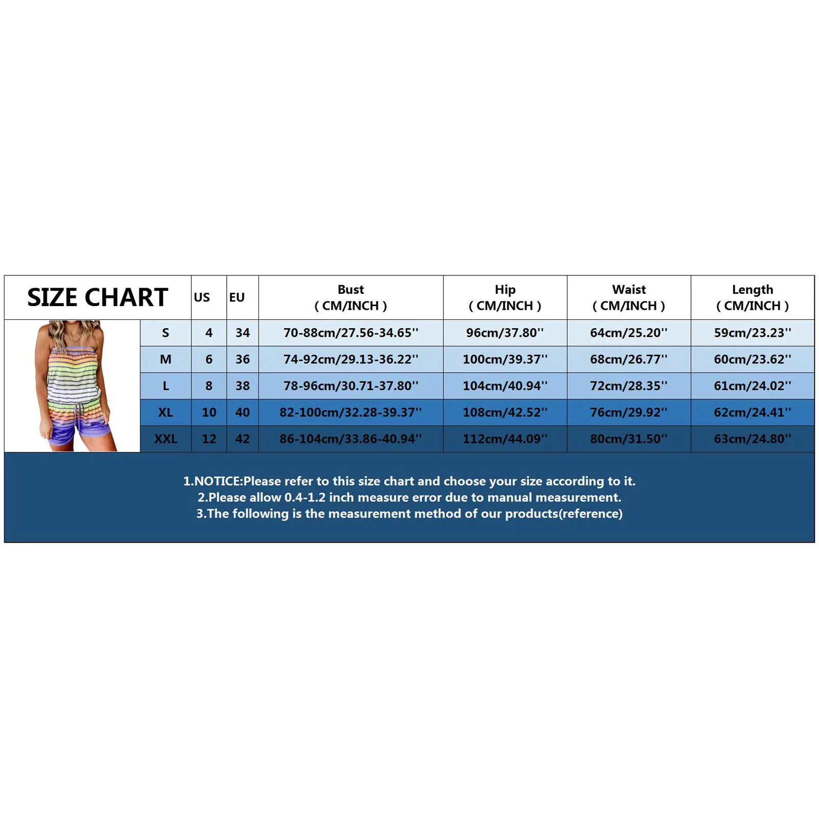 

Women Playsuits Strapless Bandeau Stripe Gradient Casual Tube Jumpsuit Summer Women Clothing Elastic Waist Beach Playsuit Romper