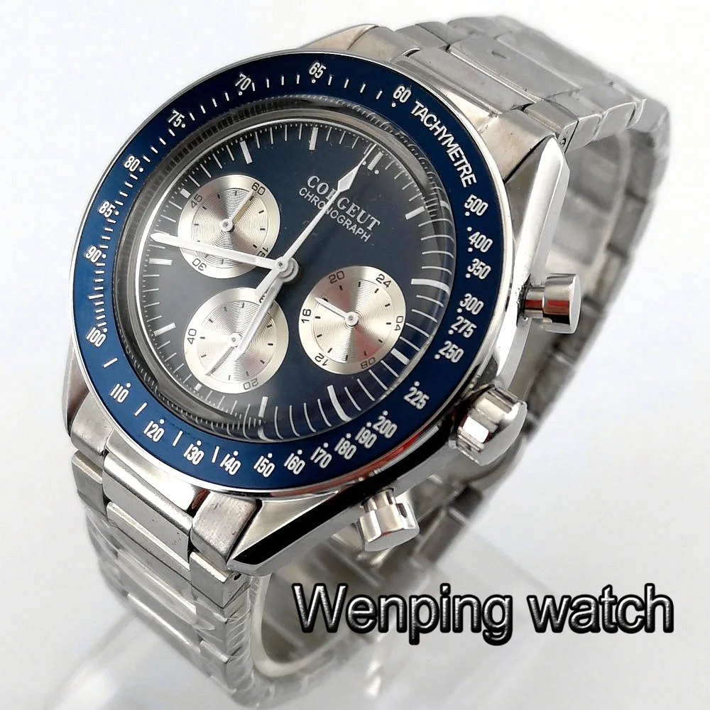 Часы мужские кварцевые с синим циферблатом 40 мм полированный корпус | Наручные