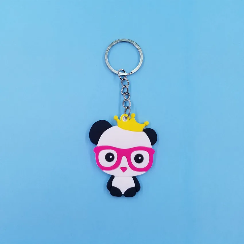 KC220 Силиконовый Забавный милый животное панда из мультфильма Expression брелок женский автомобиль кольцо для ключей на рюкзак школьная сумка Подвеска для девочек KC220 - Цвет: KC220