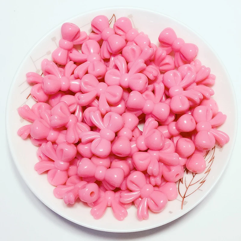 

50pcs 16x20mm Bow-knot Beads Acrylic Loose Beads for Children Beads DIY Jewelry Making Handmade Bracelet Necklace Accessories