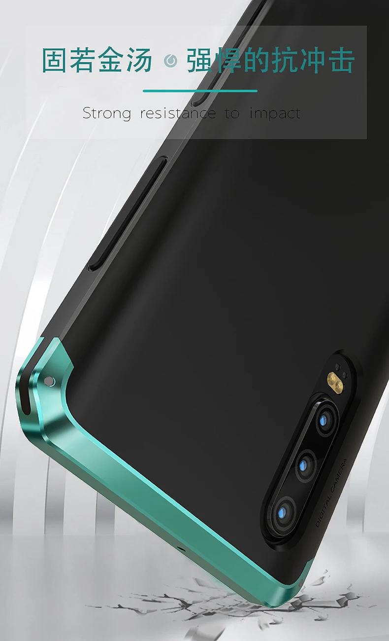 Высококлассный противоударный чехол для huawei P30PRO с металлической рамкой из поликарбоната, бампер из алюминиевого сплава P30 Pro, Текстурированный чехол