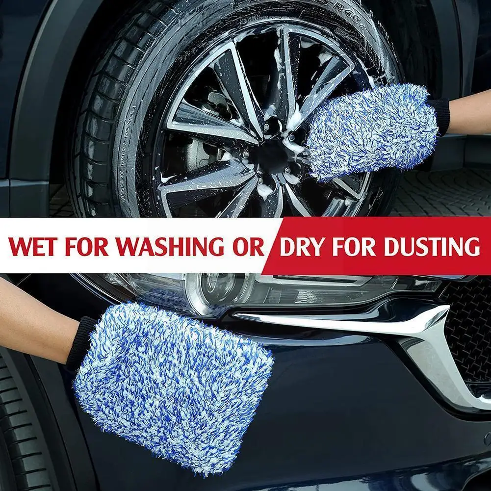

Car Cleaning Plush Gloves Soft Mitt Auto Detailing Wash Auto Absorbancy Microfiber Wash Cleaning Super Mitt Car Cloth Towel E2F8