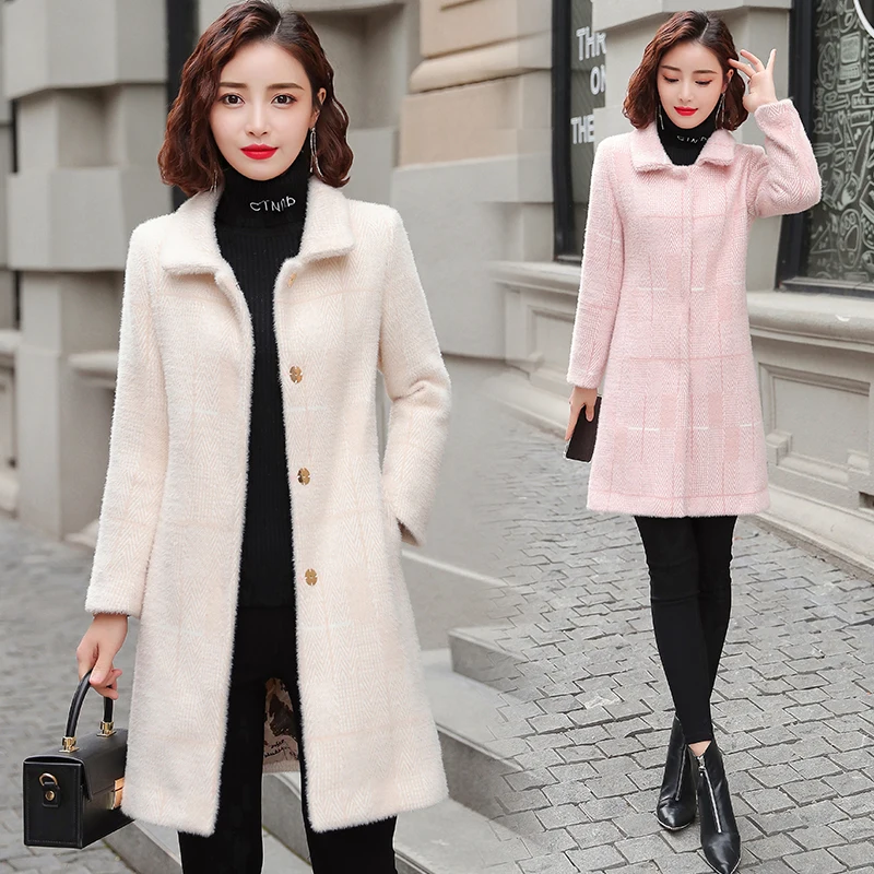 Женское длинное кашемировое пальто элегантная верхняя одежда из искусственной