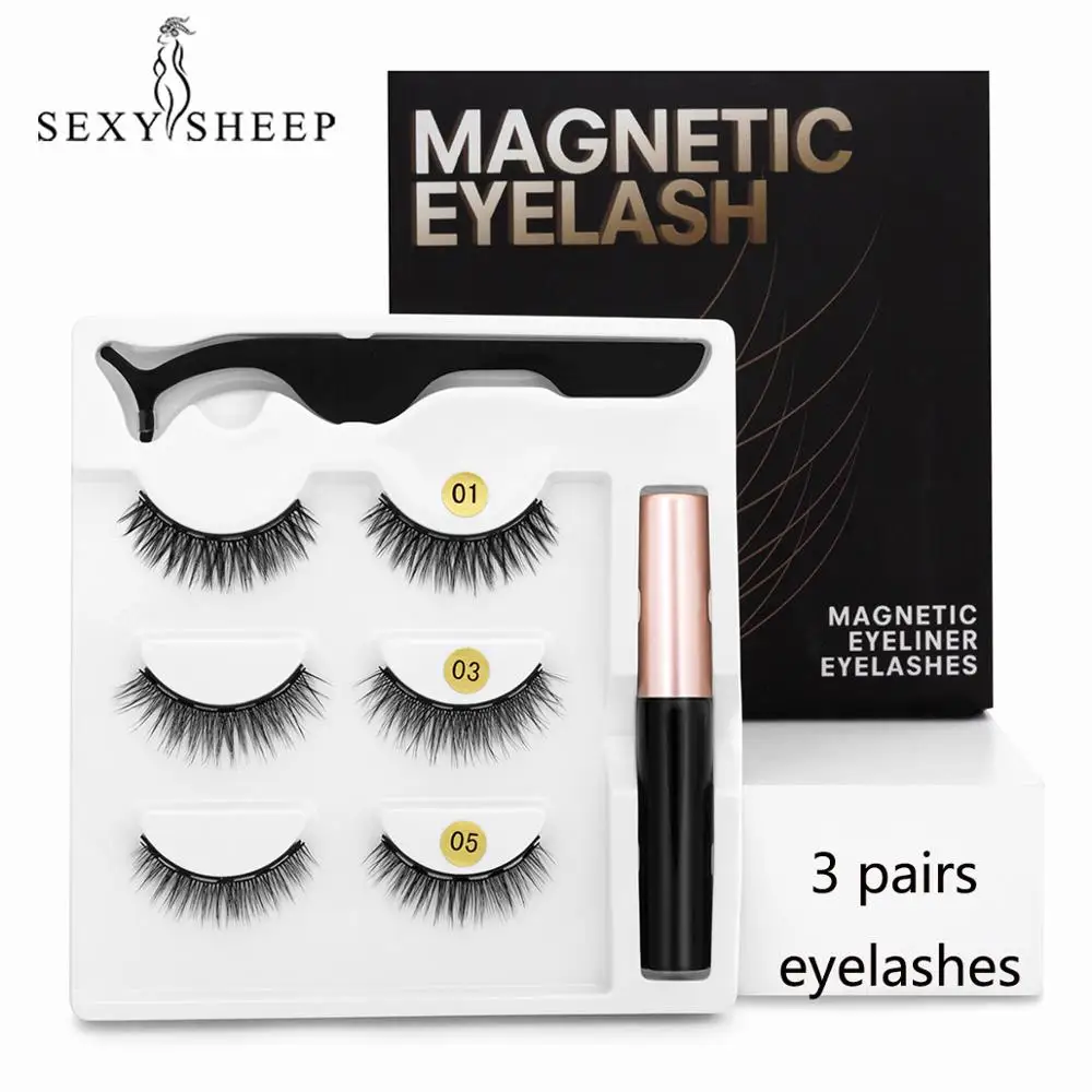 SEXYSHEEP Magnetic Eyelashes Eyeliner Eyelash Curler Set5 Magnet Natural Long False With | Красота и здоровье