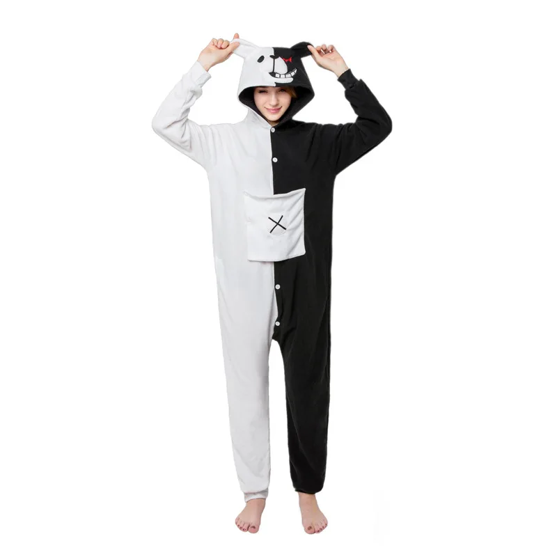 Пижама для взрослых Monokuma kigurumi костюм косплея аниме Dangan Ronpa Danganronpa черно белый
