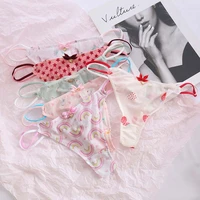 t string thongs sexy underwear cherry strawberry cute ladies panties low waist mesh thong woman lingerie sexy transparent