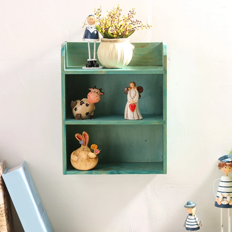 Деревянная настенная полка подставка для хранения настольный органайзер