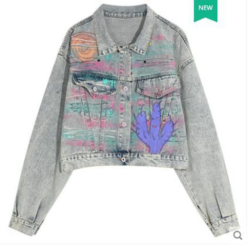 Новинка 2021 модная свободная ковбойская куртка с заклепками и струйным принтом