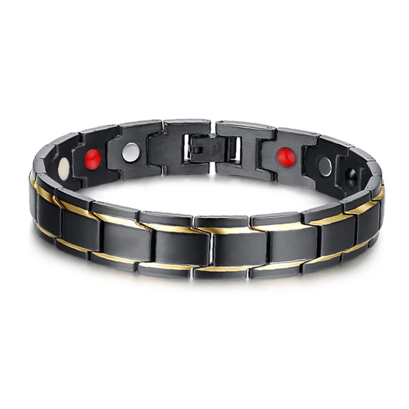 Черный магнитный браслет из нержавеющей стали для мужчин Энергетический Браслет