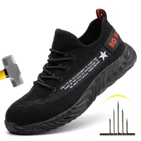 breathable safety shoes mens work boots steel toe cap puncture proof indestructible security shoes light comfortable sneakers