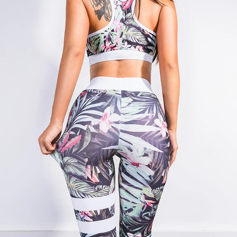 

Gym Workout Clothes For Women Sport Set Big Plus Size Clothing 2 Piece Yoga Set Bundle Woman Activewear Leopard Leggings Bra