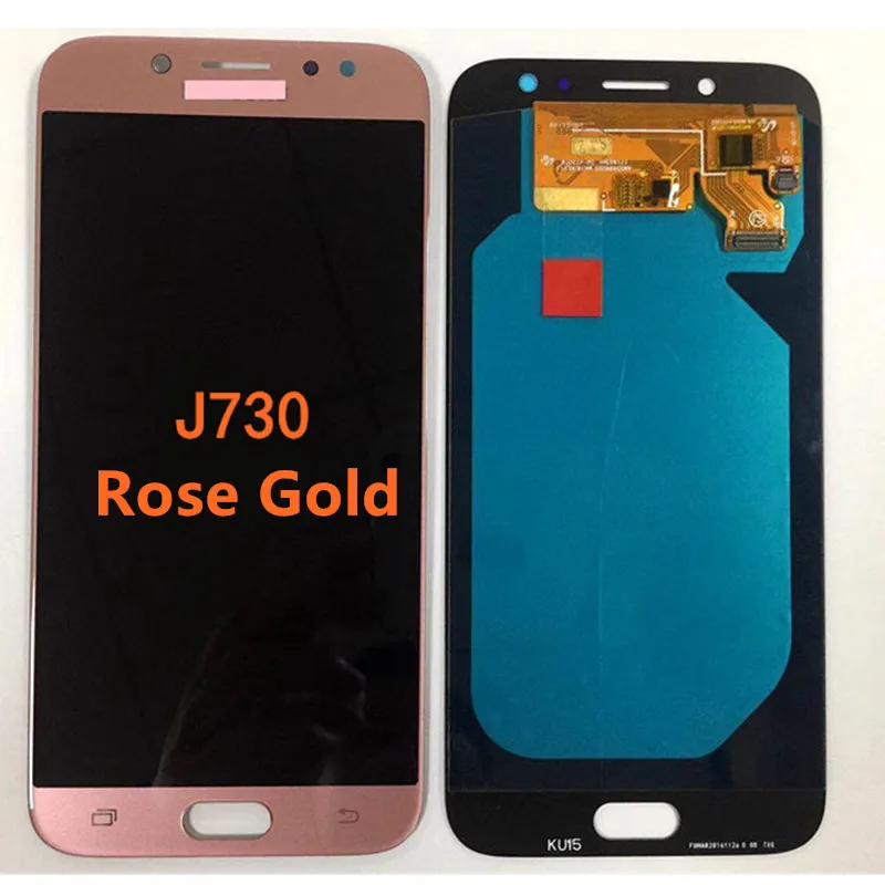 Супер Amoled pantalla lcd для samsung Galaxy J7 Pro J730 J730F pantalla lcd y montaje de digitalizador с панталом - Цвет: Rose Gold