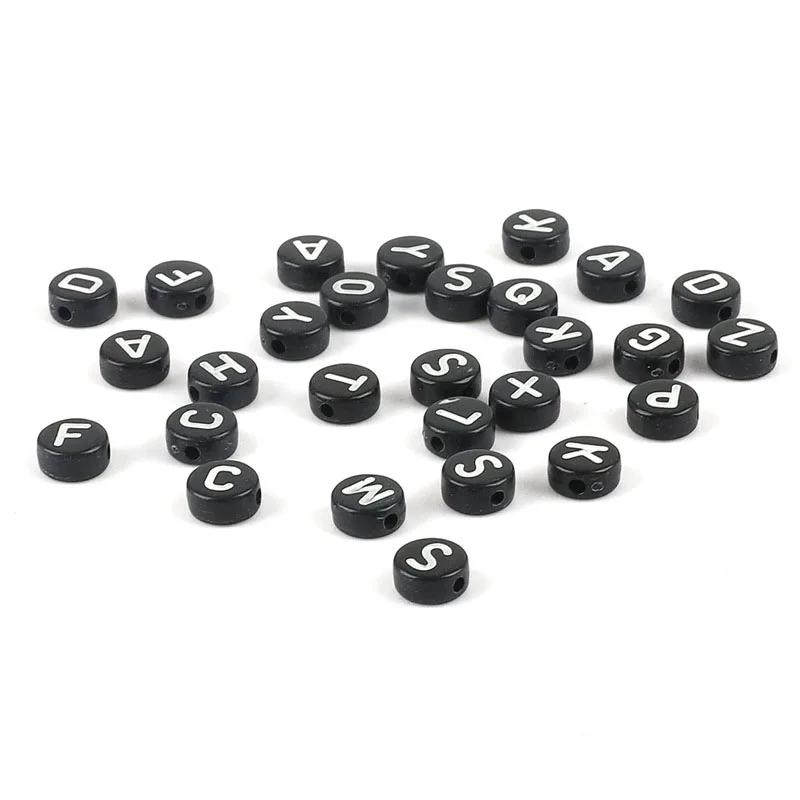 100Pcs/Lot 4x7mm Mixed Russian Letter Acrylic Beads Round Flat Alphabet Heart For Jewelry Making Handmade Accessories DIY | Дом и сад