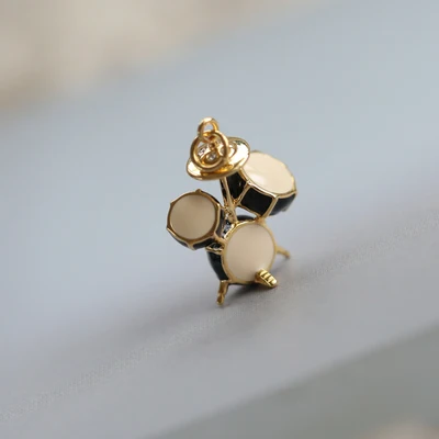 drum 925 Серебро Золото Эмаль stradivarius ожерелье для женщин музыкальный инструмент подвесной Huqin Гитары пианино Скрипки барабан арфа лютня - Окраска металла: drum