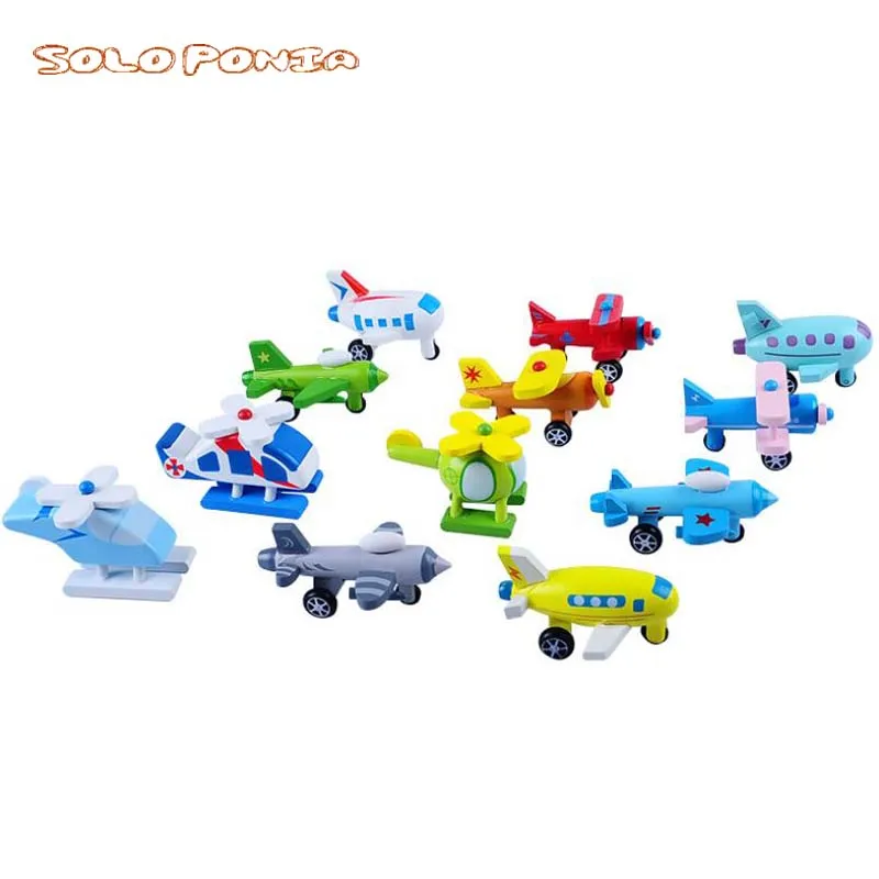 Деревянная модель 12 штук разные цвета деревянный игрушечный самолет с