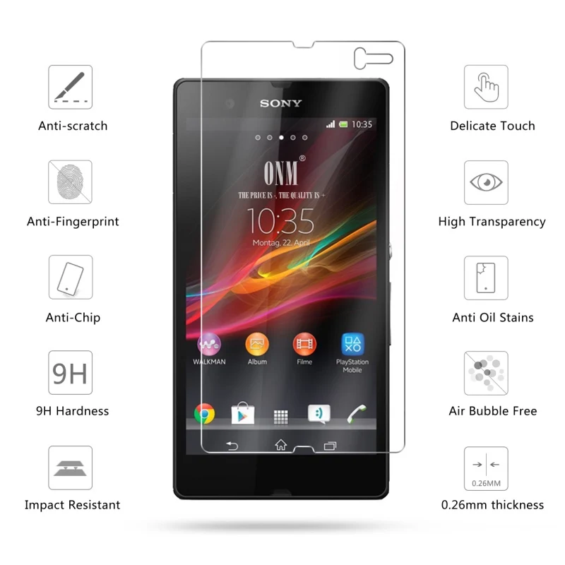 2.5D 0 26 мм 9H Премиум Закаленное стекло протектор экрана для Sony Xperia Z L36h C6603 C6602