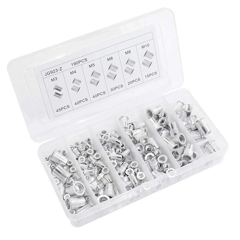 190 шт. заклепки из алюминиевого сплава плоская головка с резьбой вставка крышка M3