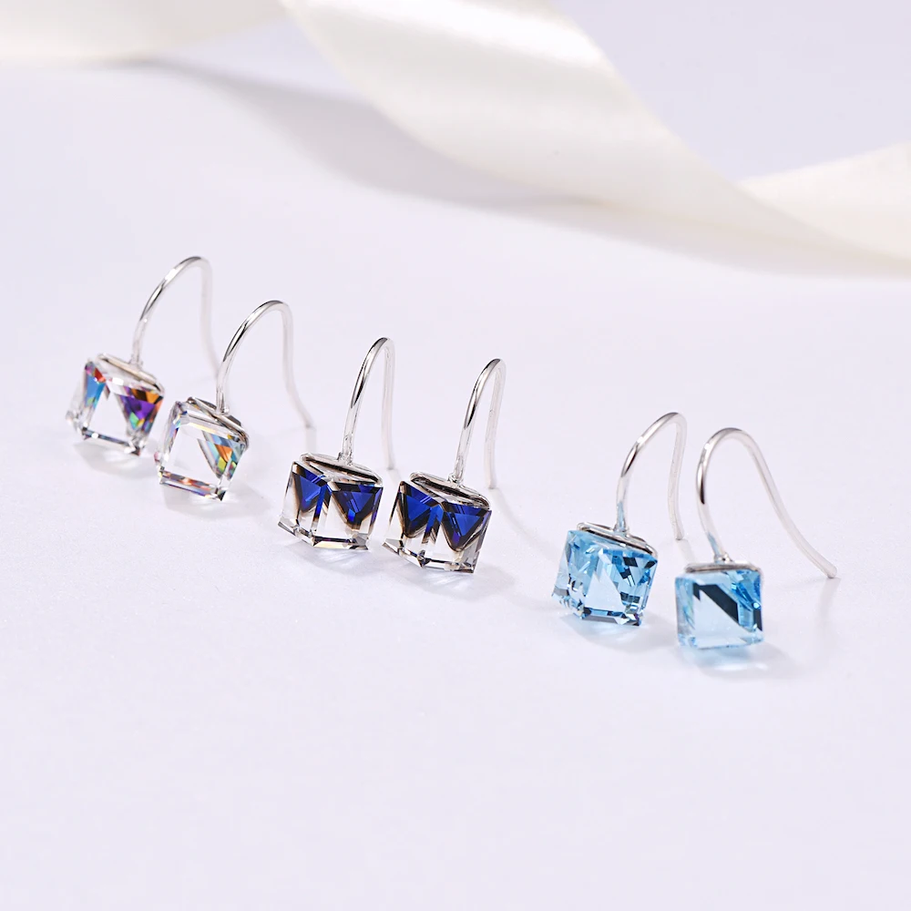 Серьги-капли с кристаллами Swarovski, новинка, модные кубические необычные серьги для пирсинга из камня, свисающие серьги для женщин, ювелирные изделия для свадебной вечеринки, подарок