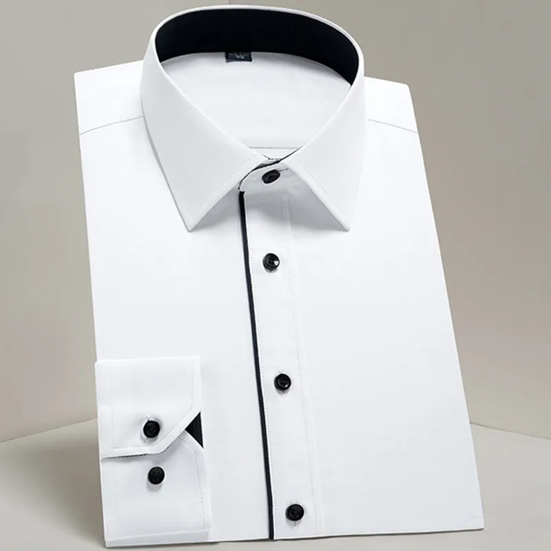 

Мужская классическая Базовая рубашка, белая однотонная удобная мягкая формальная Классическая рубашка из Твила для работы и офиса, с длинн...