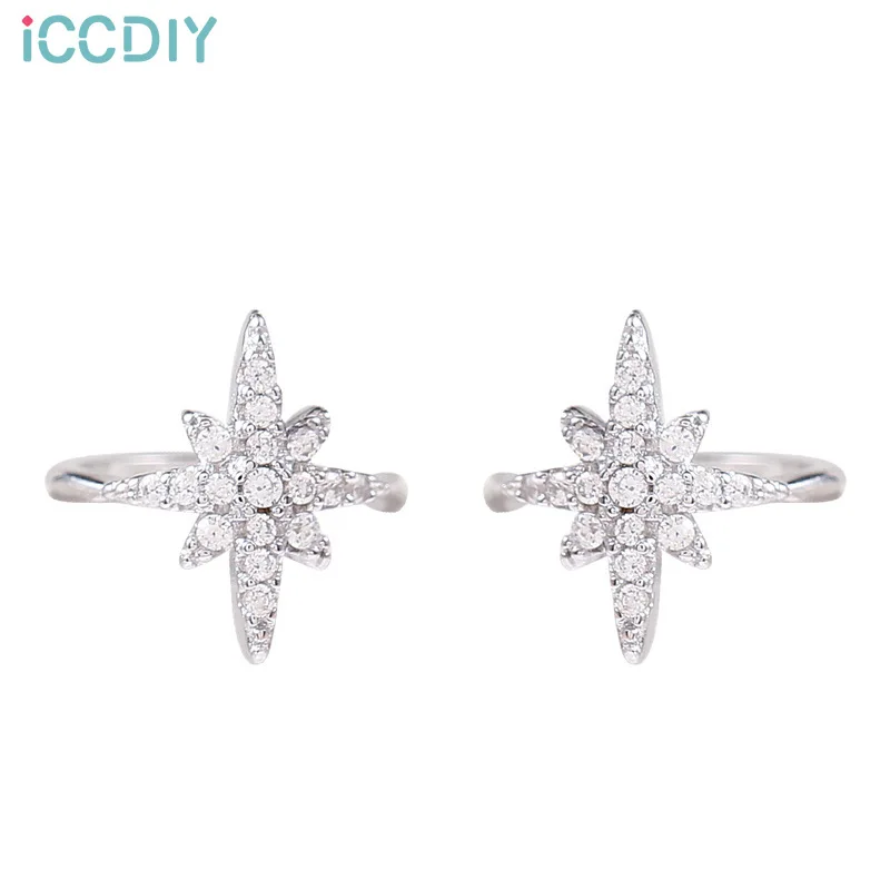 

Shining six-pointed star ear clip female painless no pierced earrings 2021 trendy star earrings ear bone clip earrings female