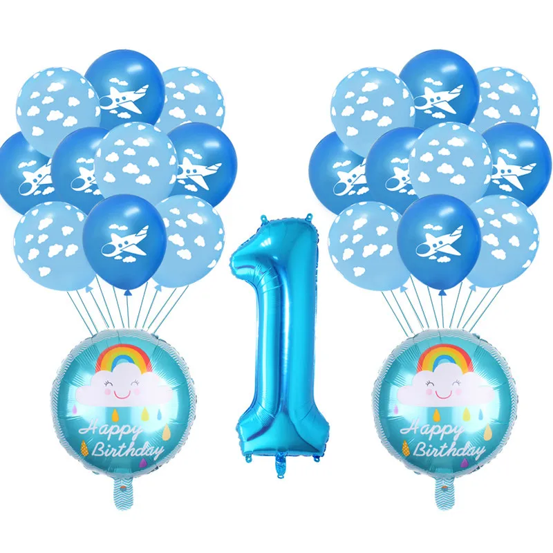 Голубое Белое Облако латексные воздушные шары мальчик самолет тематическая