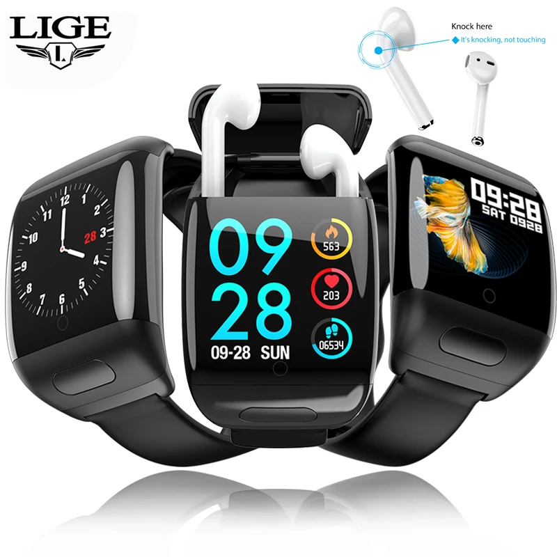 

LIGE Heart Rate Monitor Wireless Headphones Smart Watches Message Call Reminder Pedometerthat listens to music while exercising