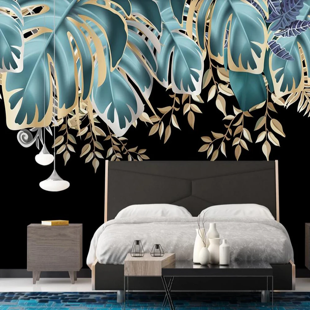 3D обои Milofi на заказ современные в скандинавском стиле с изображением листьев