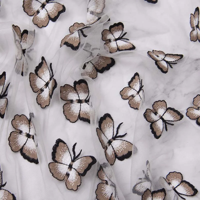 Кружевная ткань с вышивкой в виде бабочек для платья африканском стиле tissu bazin riche