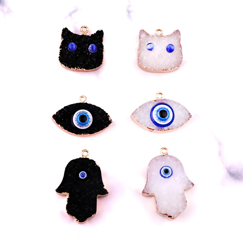 2 шт. DIY Хамса рука сглаза смолы подвески кулон ювелирные изделия ожерелье кошки