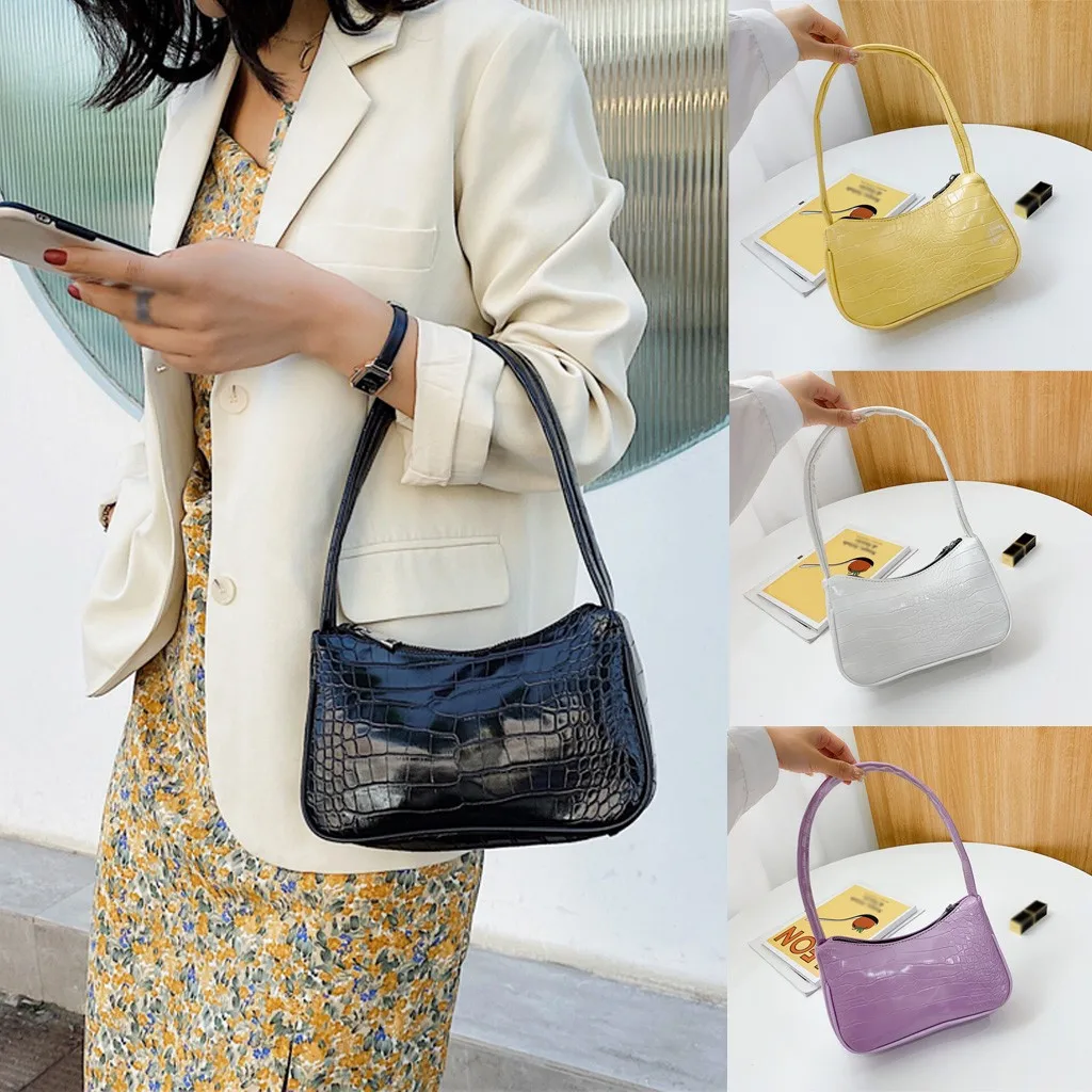 

Aelicy Retro Totes Bags For Women 2020 Trendy Vintage Handbag Soft Leather Female Alligator Pattern Shoulder Bag Women