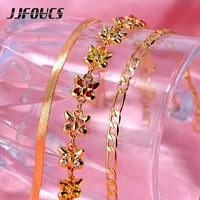 jjfoucs 3pcsset sweet simple butterfly link anklet female 5color rhinestone ankle bracelet chain beach foot sandals new jewelry
