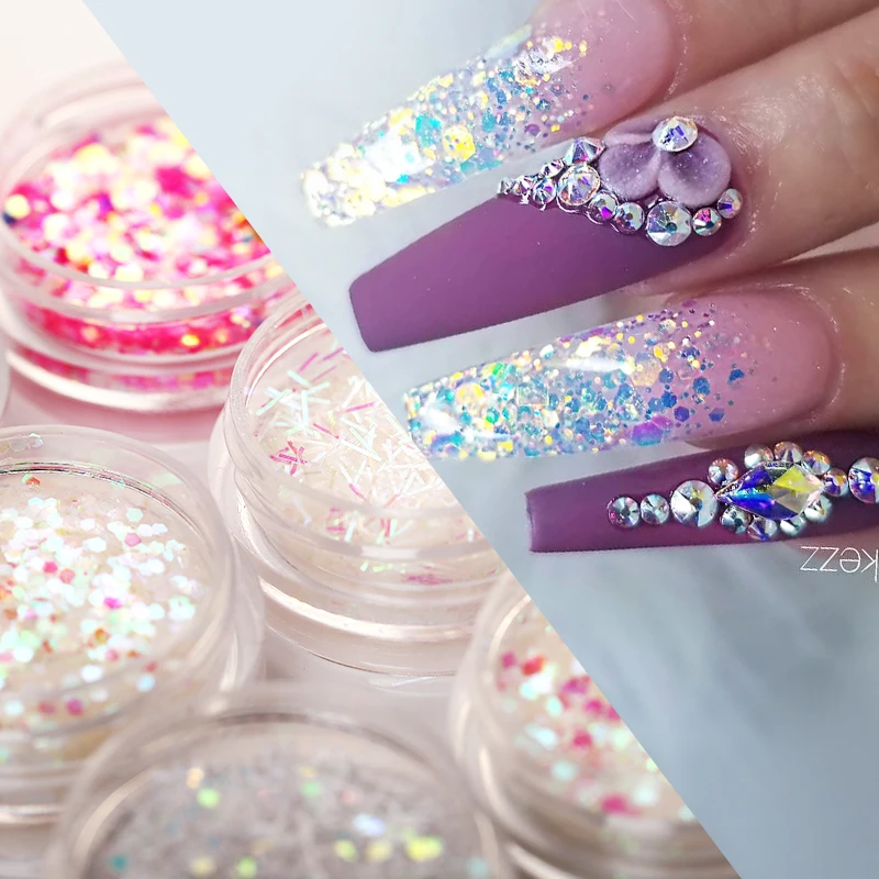 1 коробка блестки для ногтей сверкающие флаки блестящие украшения нерегулярные