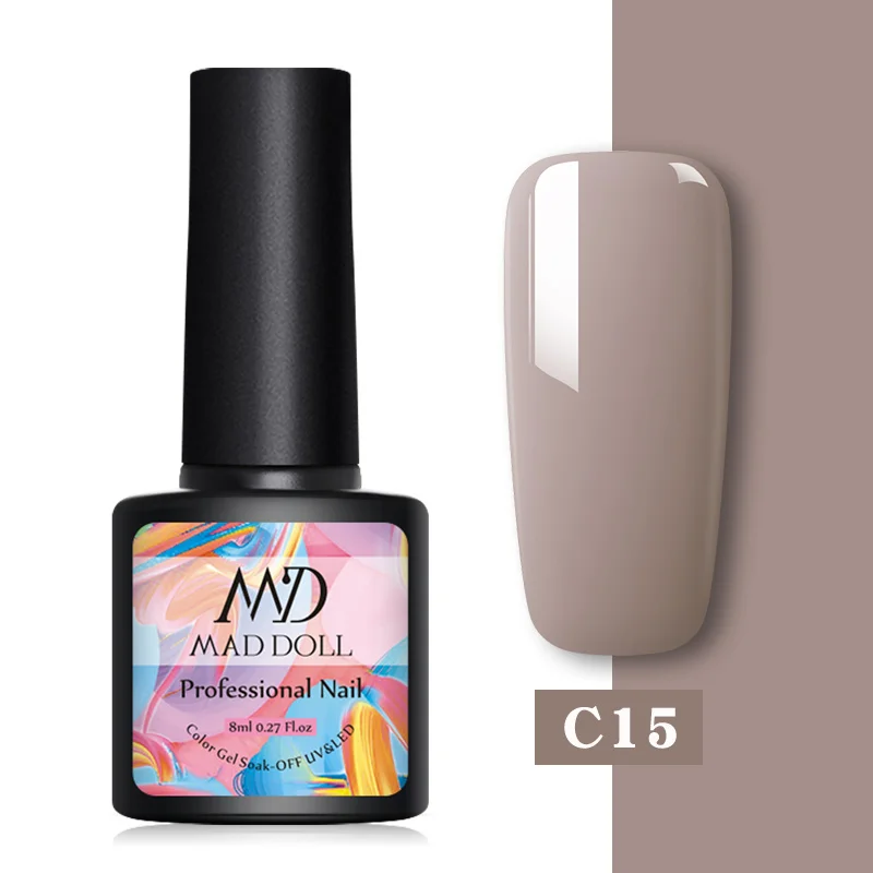 C15 MAD DOLL, 8 мл, Гель-лак для ногтей, красный, синий, фиолетовый, смешанные цвета, отмачивается от УФ-лака, долговечный гель для дизайна ногтей - Цвет: C15