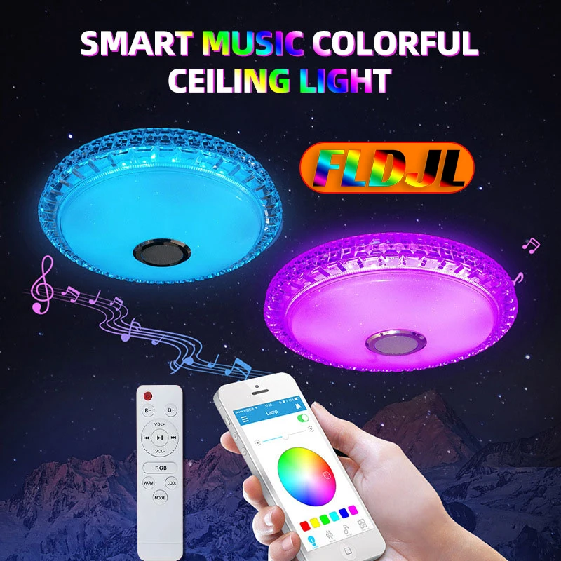 

Диммируемая музыкальная потолочная лампа RGB 36/60 Вт, дистанционное управление через приложение, потолочные светильники, освещение для дома с...