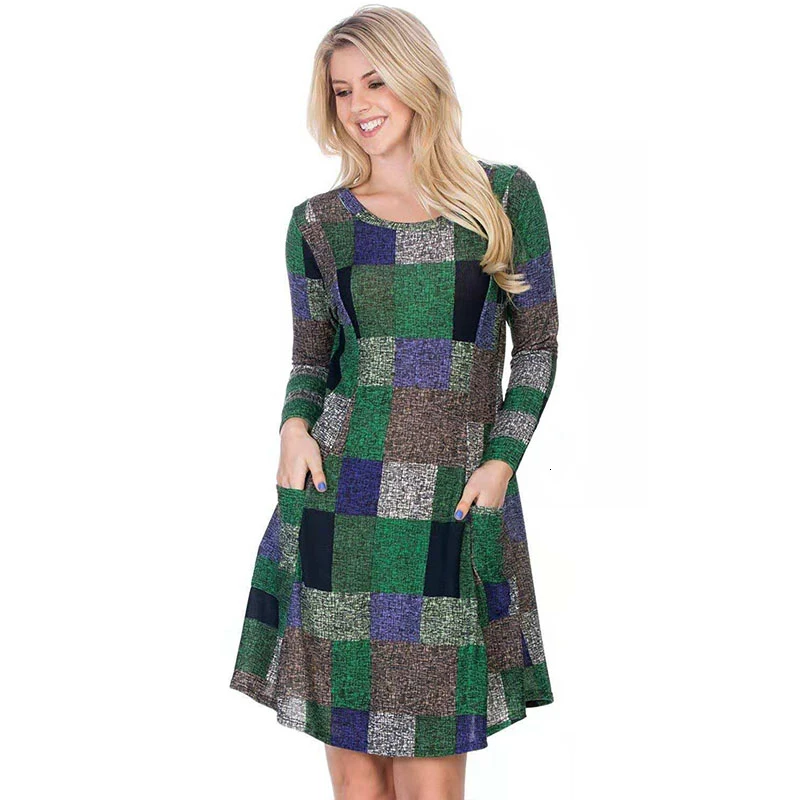 Модное дизайнерское платье в шотландскую клетку для мам Одежда беременных