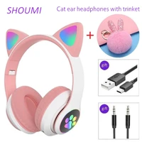 wireless headphones helmet cat ear earphone stereo girls bluetooth helmets noise cancel earbud with microphone trinkets gifts