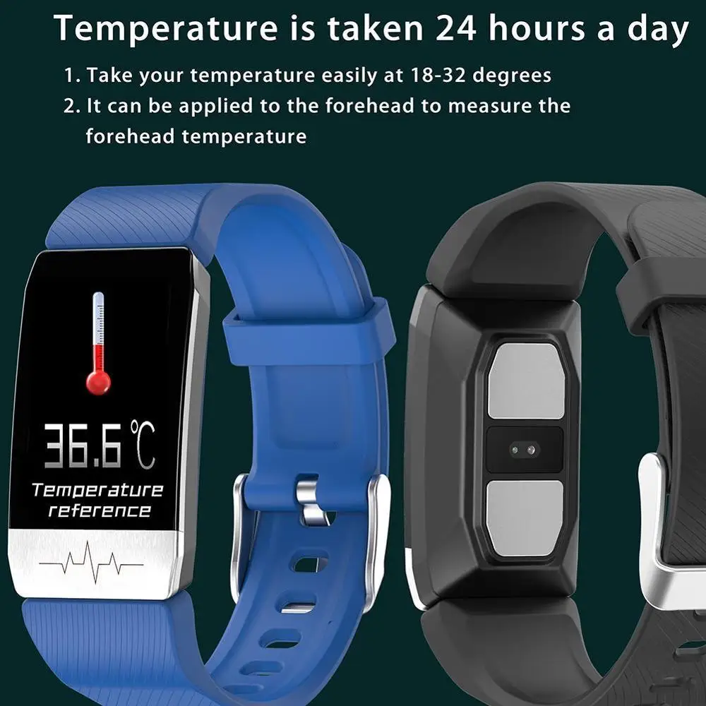 T1 Smart Watch Band With Temperature Immune Measure Blood Forecast Monitor ECG Heart Pressure Weather Remind Drinking Rate R5U6 |