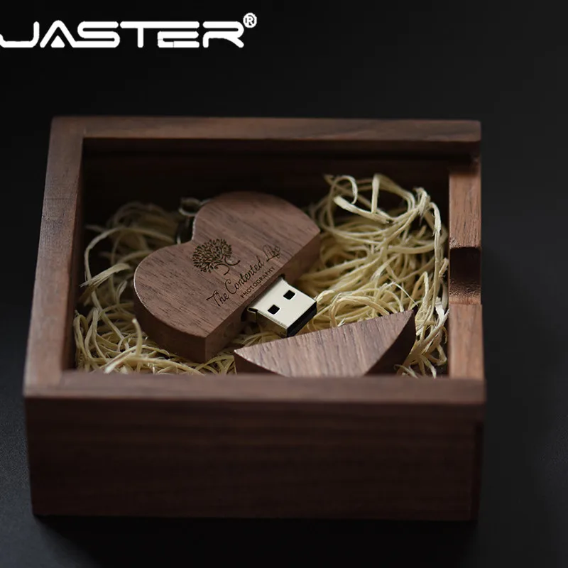 USB флеш накопитель JASTER деревянный в форме сердца с коробкой 4/8/16/32/64/2 0 ГБ|USB
