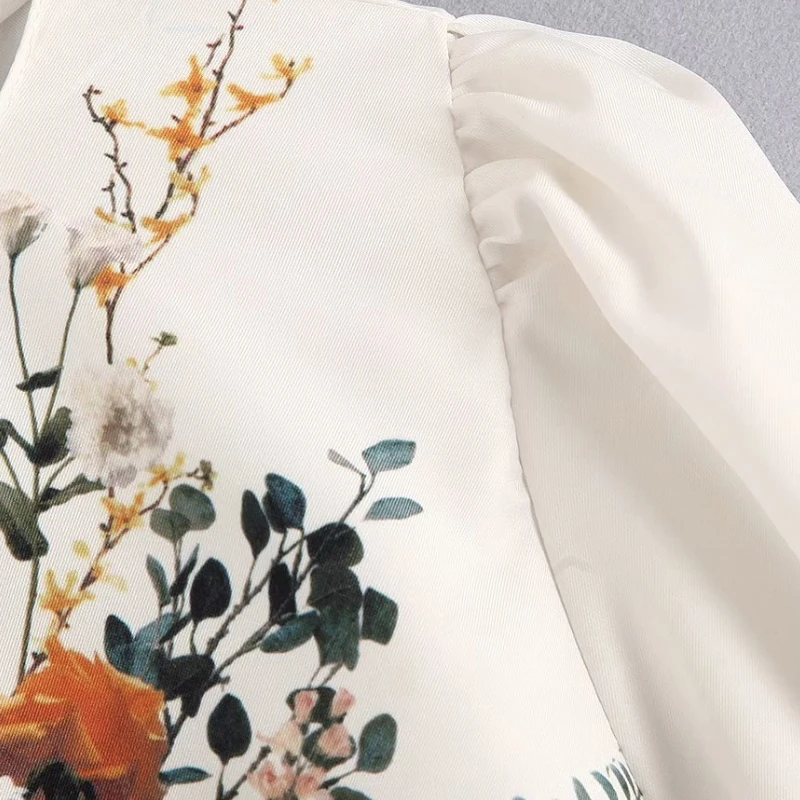 Новые осенние женские элегантные повседневные блузки с цветочным принтом